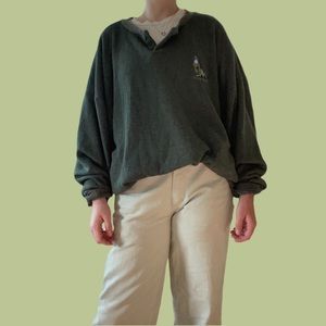 Vintage Cozy Green Pullover Sweatshirt